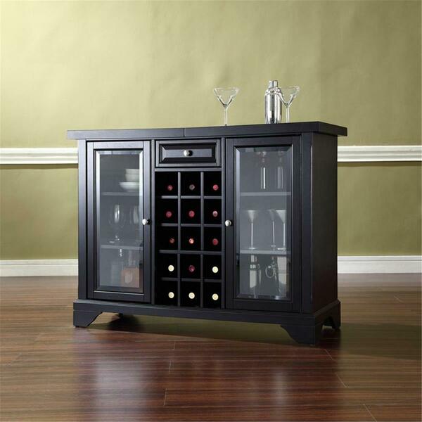 Modern Marketing Crosley Furniture LaFayette Sliding Top Bar Cabinet in Black Finish KF40002BBK